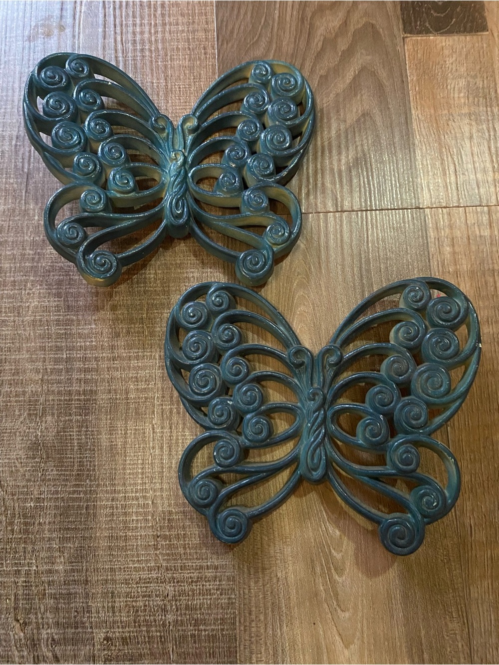 Decorative Plastic Butterfly Wall Art - Teal Green Vintage